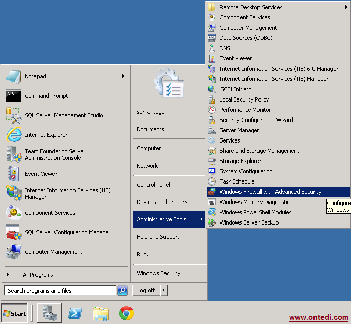 Windows Server 2008'de Ip Engelleme Adım 1