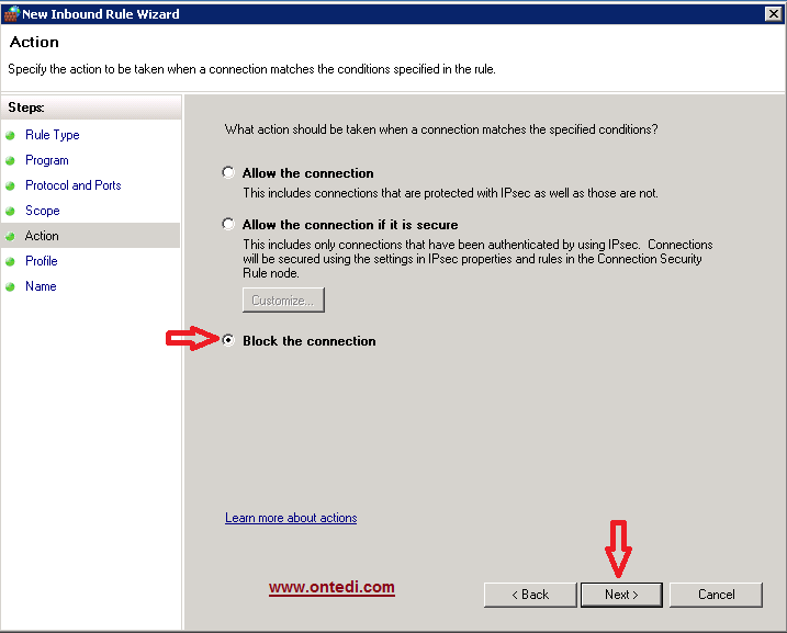 Windows Server 2008'de Ip Engelleme Adım 8
