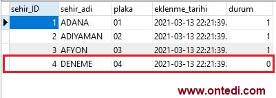 SQL Server Trigger Örnek 1