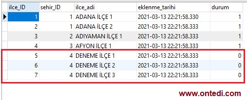 SQL Server Trigger Örnek 1