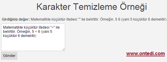 Karakter Temizleme Örneği