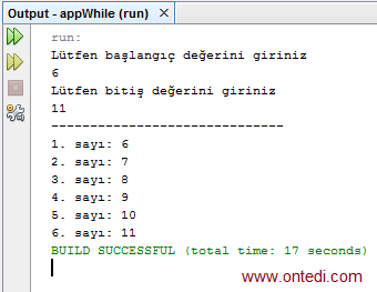 Java'da While Döngüsü Örnek 2