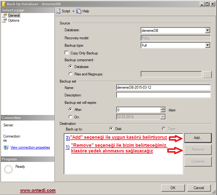 Sql Server Yedek (Backup) Almak