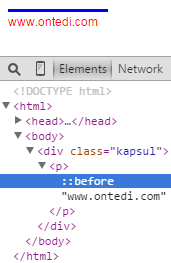CSS3'te after ve before kavramları, before
