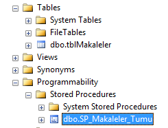 MSSQL'de Stored Procedure Kullanarak Select (Seçme) İşlemi Yapmak