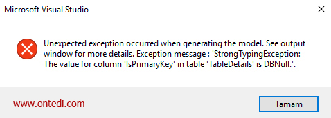 MySQL, Entity Framework The value for column 'IsPrimaryKey' in table 'TableDetails' is DBNull