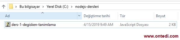 Node.js Örnek Bir Dosya