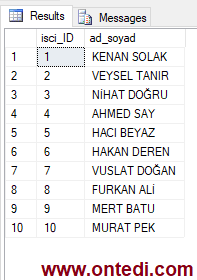 SQL Except ve Intersect Kullanımı