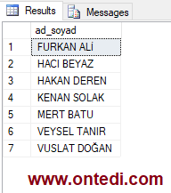SQL Except (Fark) Kullanımı