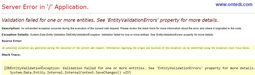 EntityValidationErrors Hata Çözümü