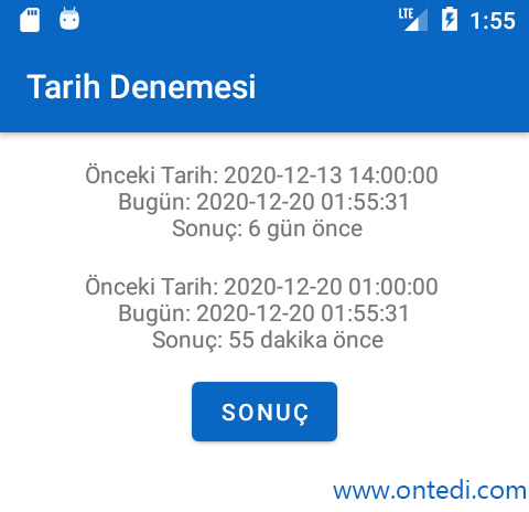 Android'de Geçen Zamanlı Tarih Fonksiyonu