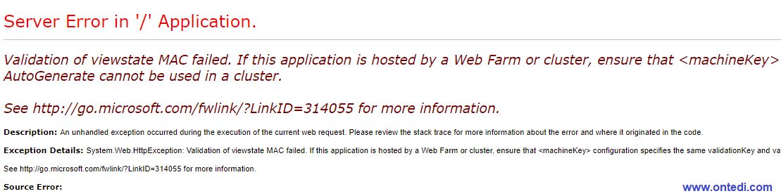 Asp.NET Validation Of Viewstate MAC Failed Hatası