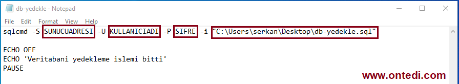 Bat Dosyası ile SQL Server Veritabanları Yedekleme İşlemi