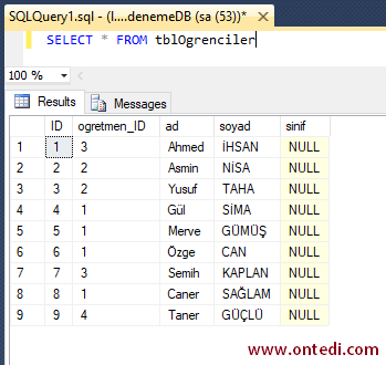 Sql Server Update İşleminde Join Kullanım Örneği