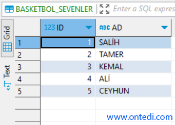 Oracle Minus (Fark) ve Intersect (Kesişim) Kullanımı