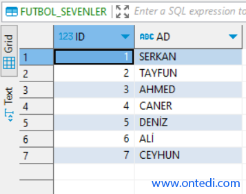 Oracle Minus (Fark) ve Intersect (Kesişim) Kullanımı