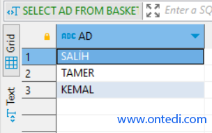 Oracle Minus (Fark) ve Intersect (Kesişim) Kullanımı