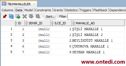 Oracle Update ve Delete İşlemlerinde Join Kullanım Örneği