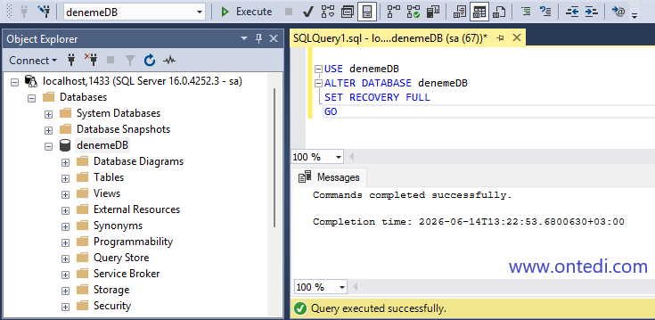 SQL Server Log Dosyası Küçültme